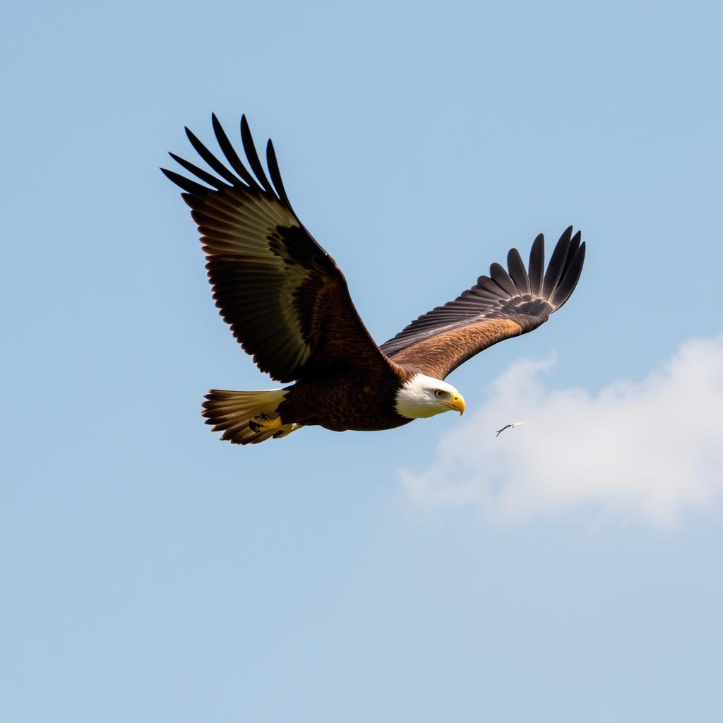 Eagle hunting prey