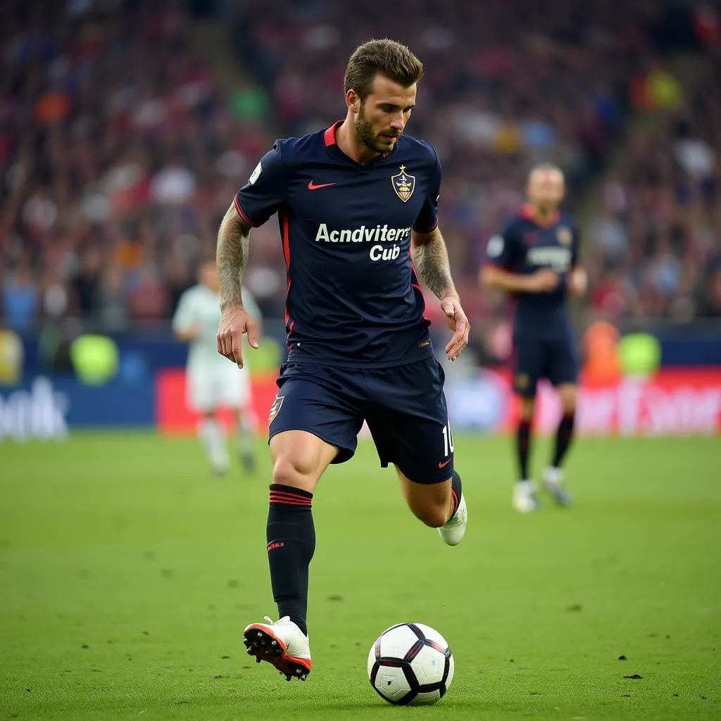 David Beckham preparing to take a free kick for LA Galaxy