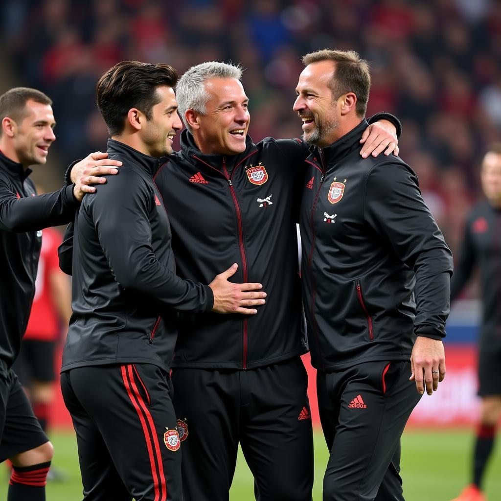 DC United coaching staff celebrating a victory