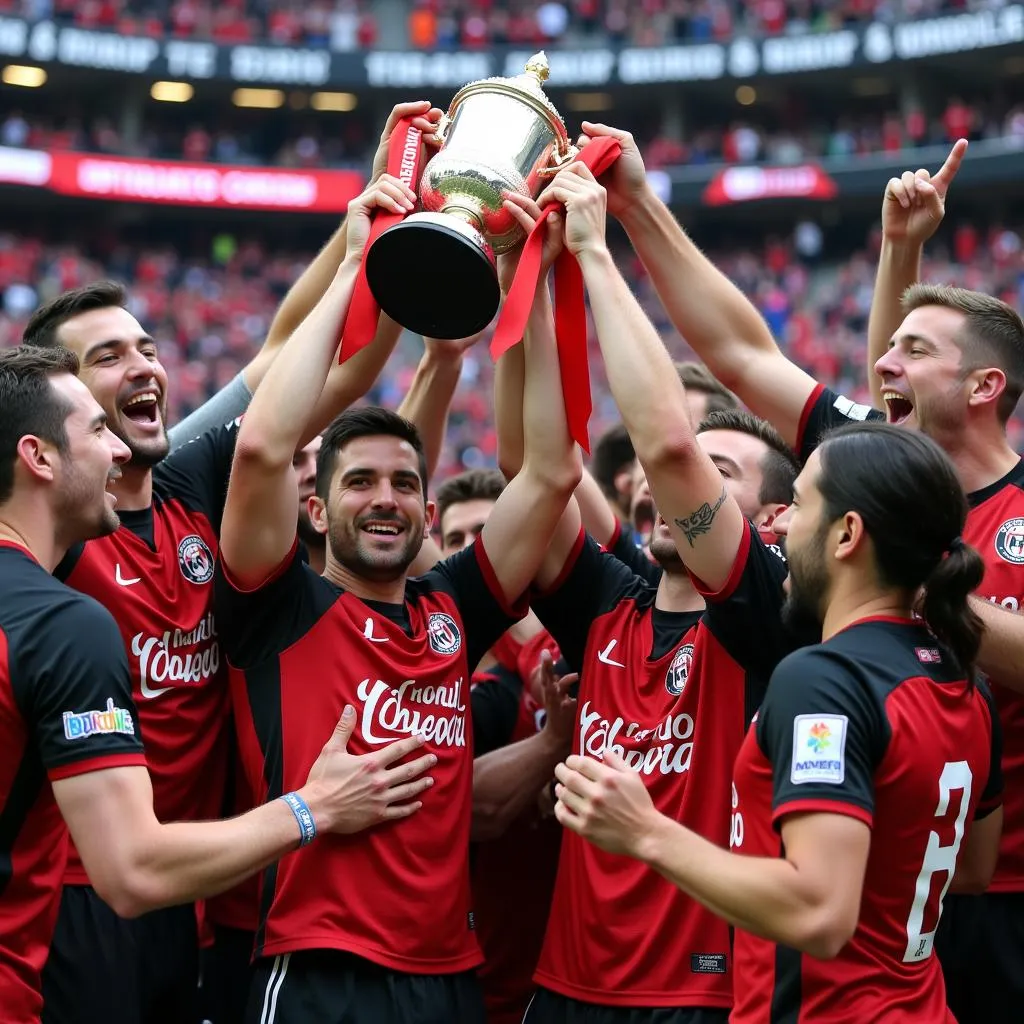 DC United players lifting the US Open Cup trophy