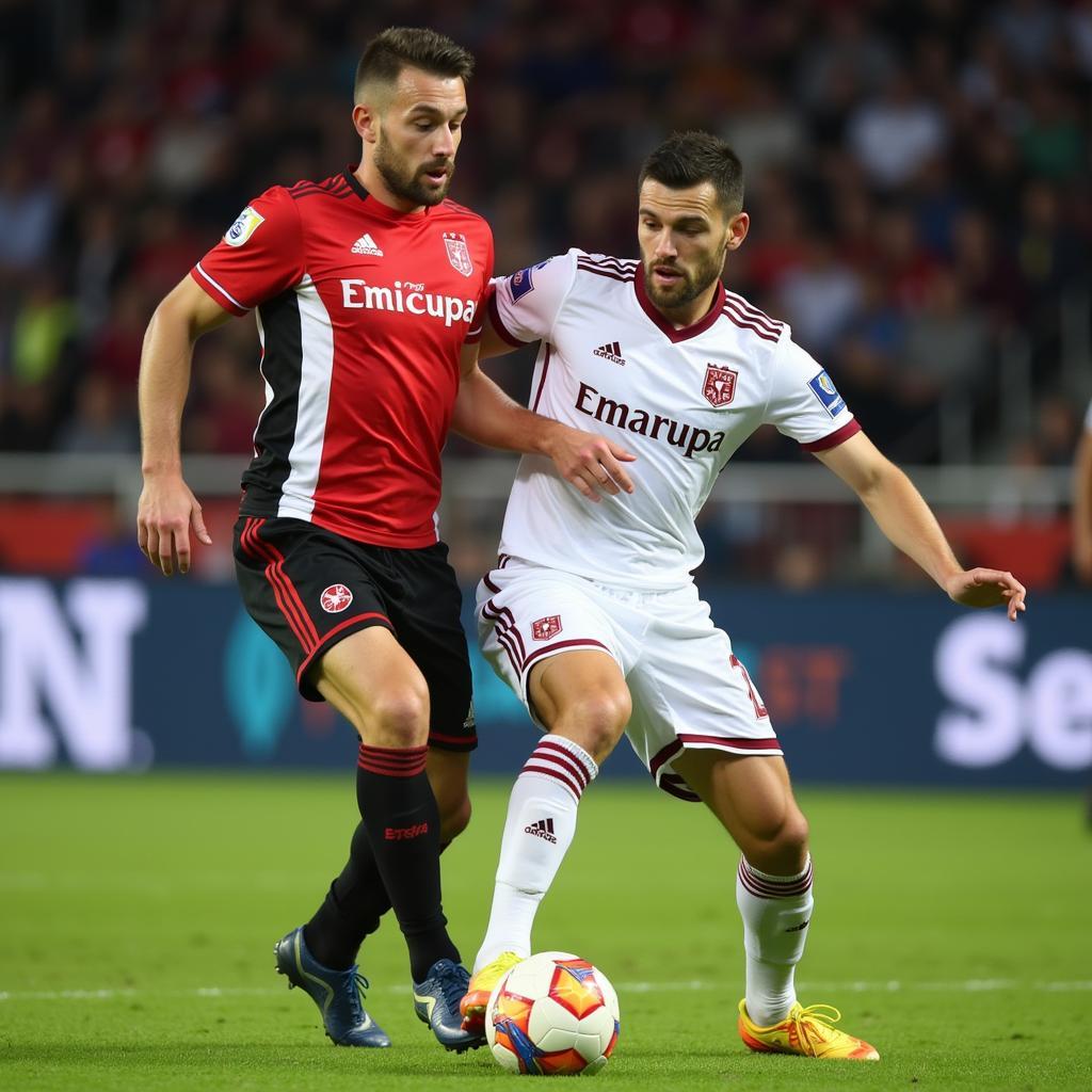 Denis Alibec playing for Astra Giurgiu in a European competition