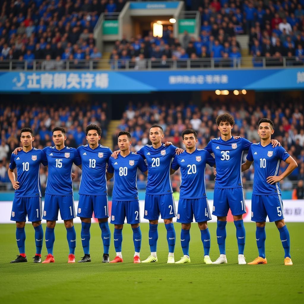 Đội hình Qingdao West Coast FC ra sân trong trận đấu tại AFC Champions League