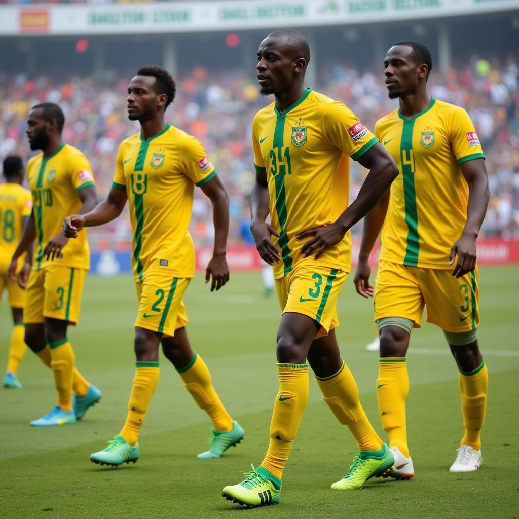 Djibouti national football team on the field