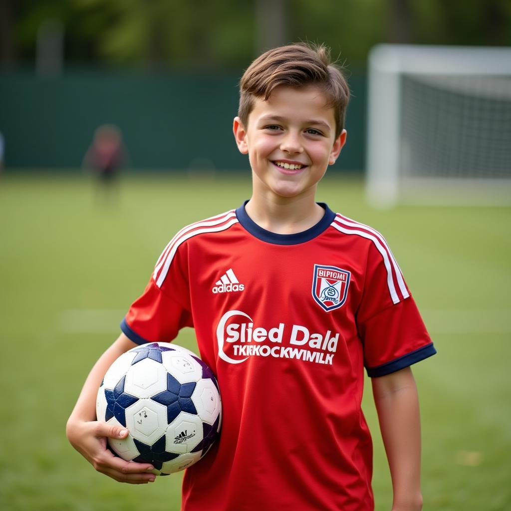 Dushan Nikolovski in his youth team jersey