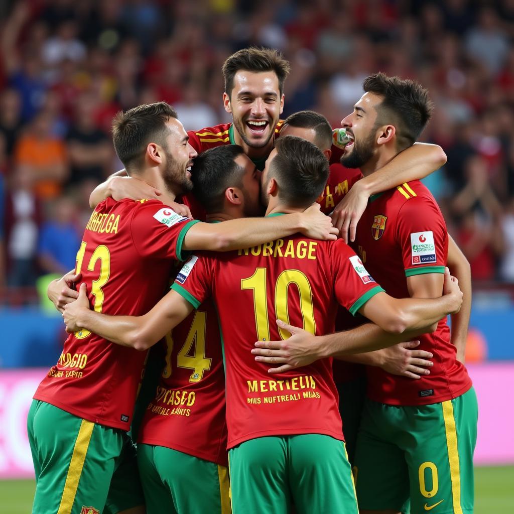 Elche CF players celebrating a victory