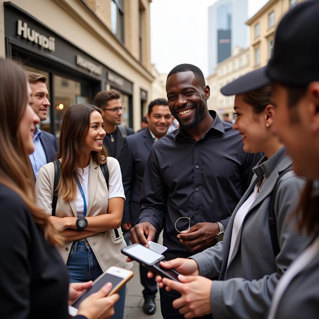 Enoch Kofi Adu posing for a photo with fans