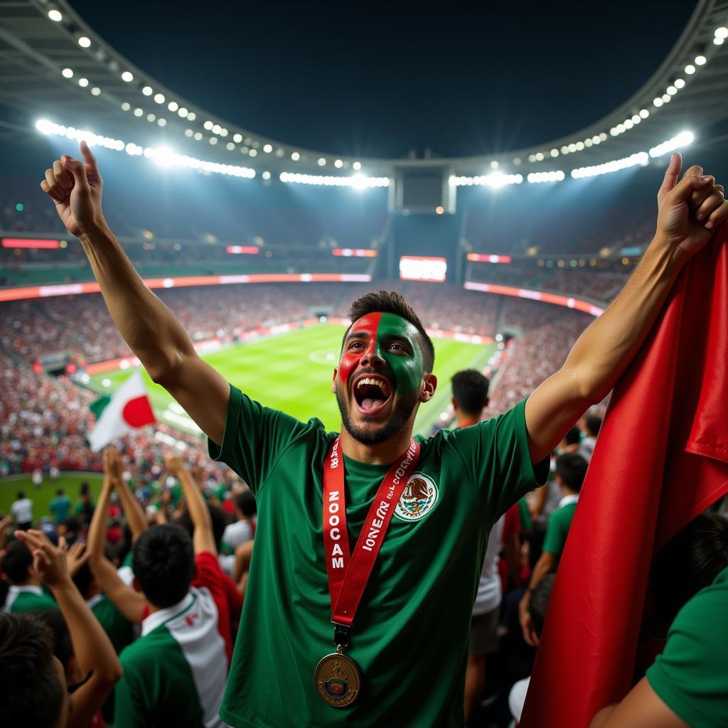 Estadio Azteca crowd celebration, capturing the vibrant atmosphere during a match