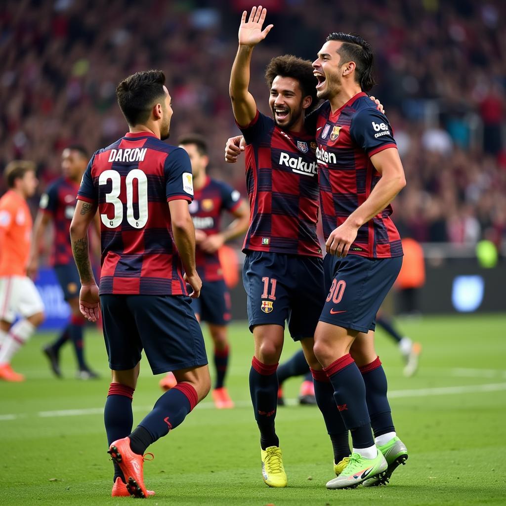 Estupiñán celebrating a goal with teammates