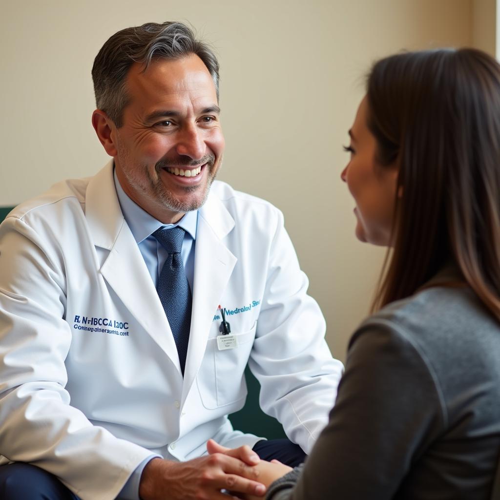 Fernando Recio MD consulting a patient in his office.