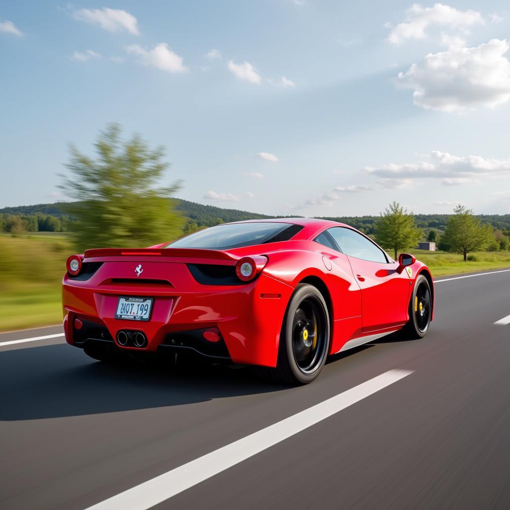 Siêu xe Ferrari 458 Italia màu đỏ rực rỡ.