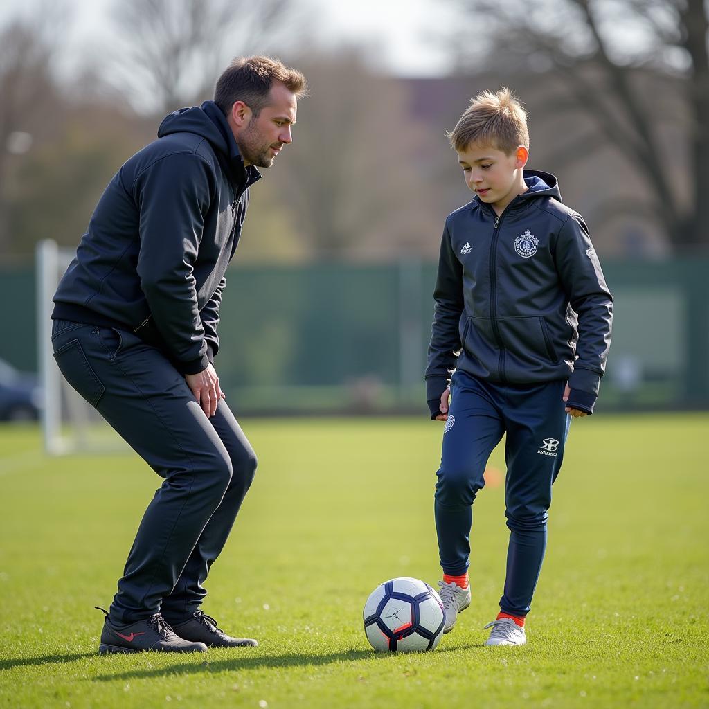 Filip Stanković training with his father