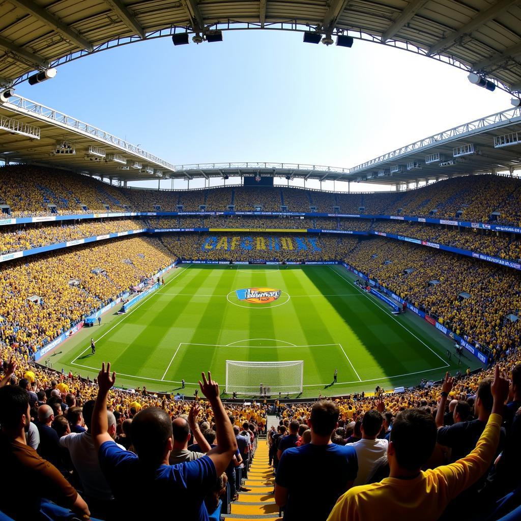 Frosinone Calcio fans showing their support at the Stadio Benito Stirpe