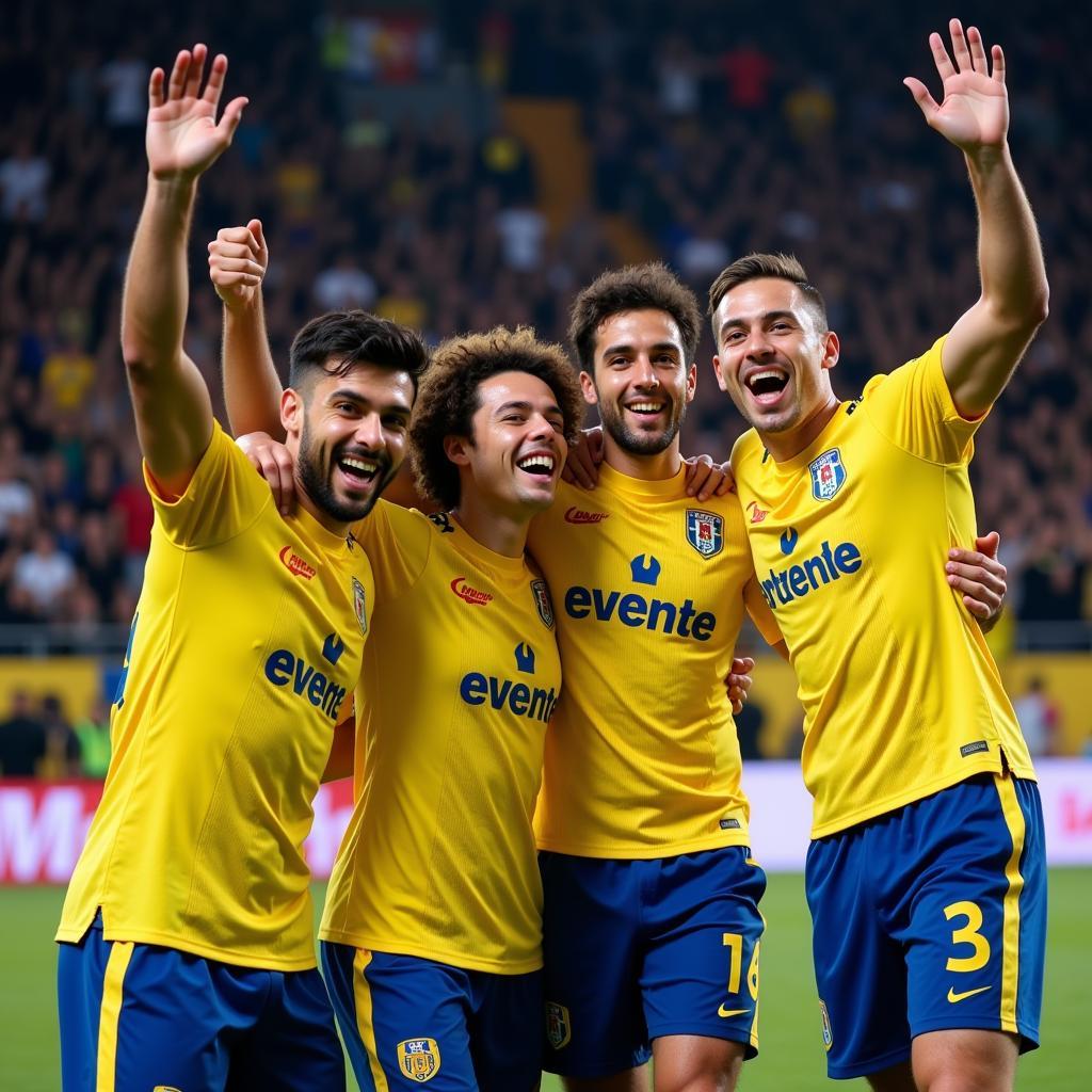 Frosinone Calcio players celebrating a victory