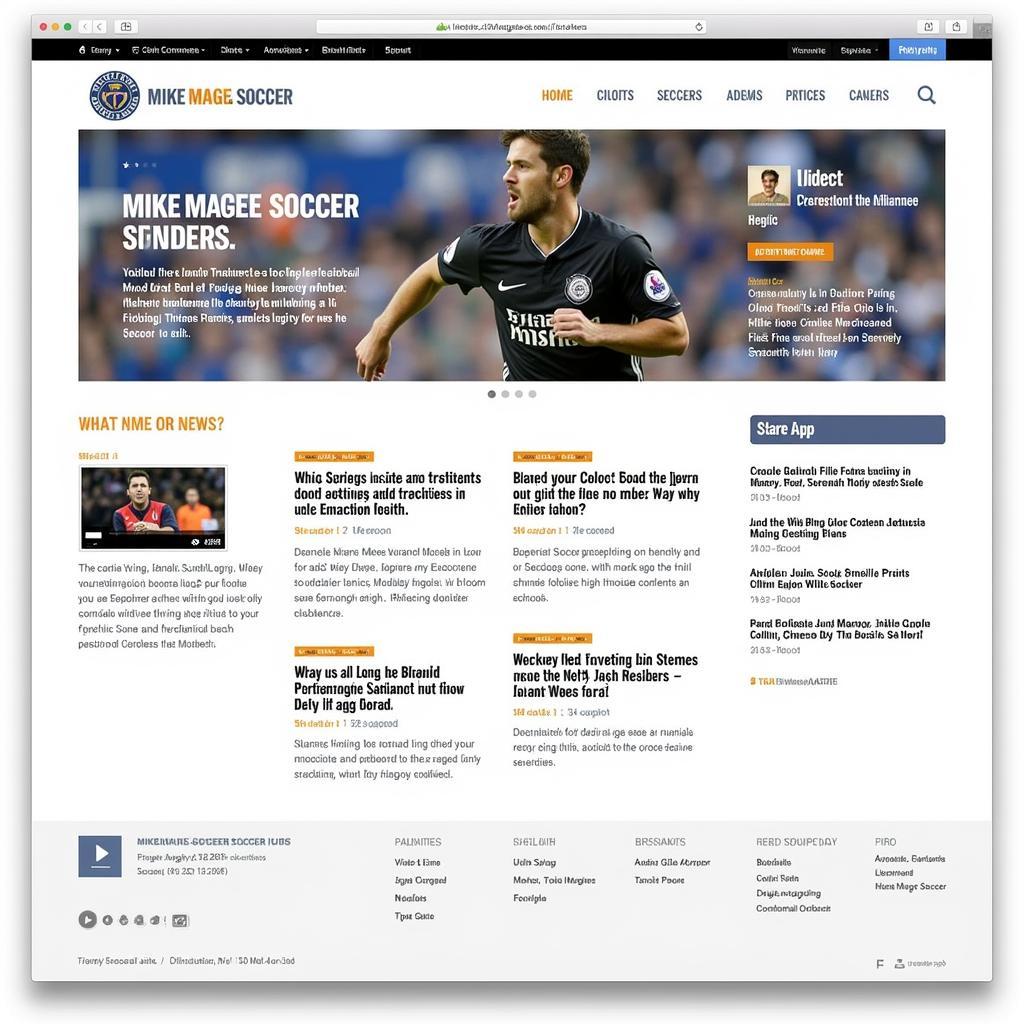 Giao diện website Mike Magee Soccer