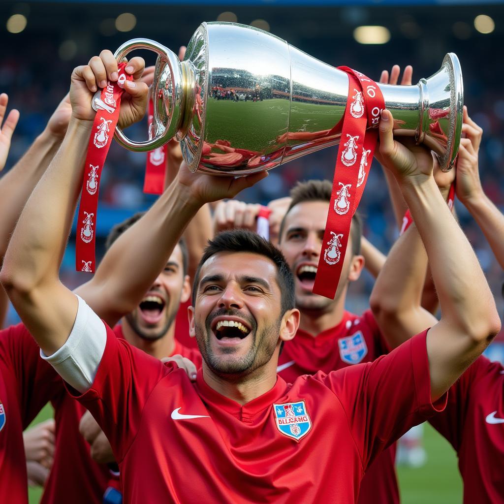 Goranović lifts the European Cup trophy