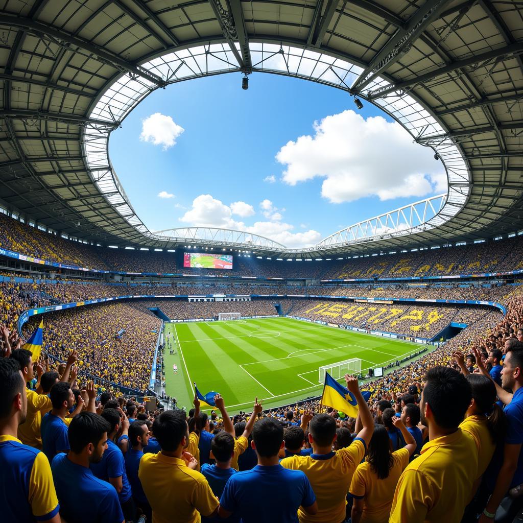 Gremio Arena filled with cheering fans during a match