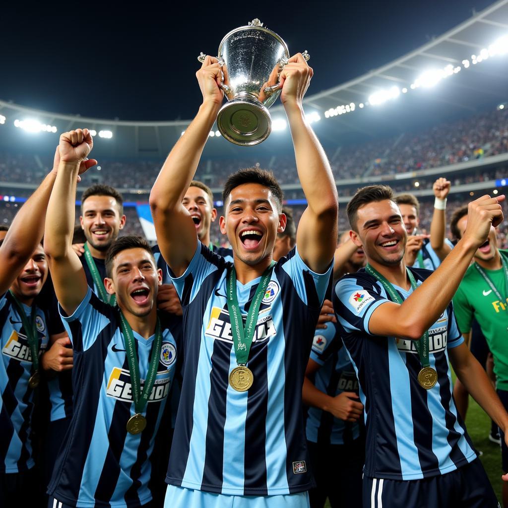 Gremio players celebrating their Copa Libertadores win