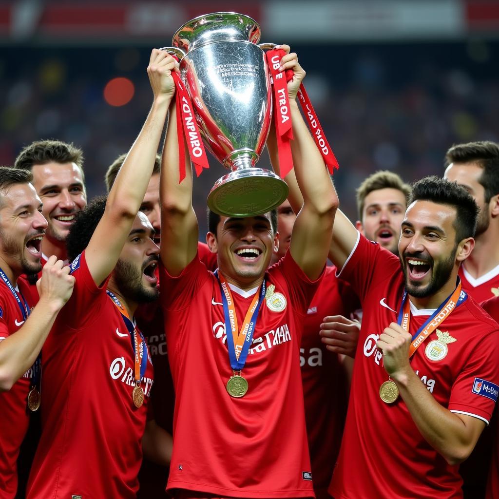 Grimaldo nâng cao chức vô địch cùng các đồng đội Benfica