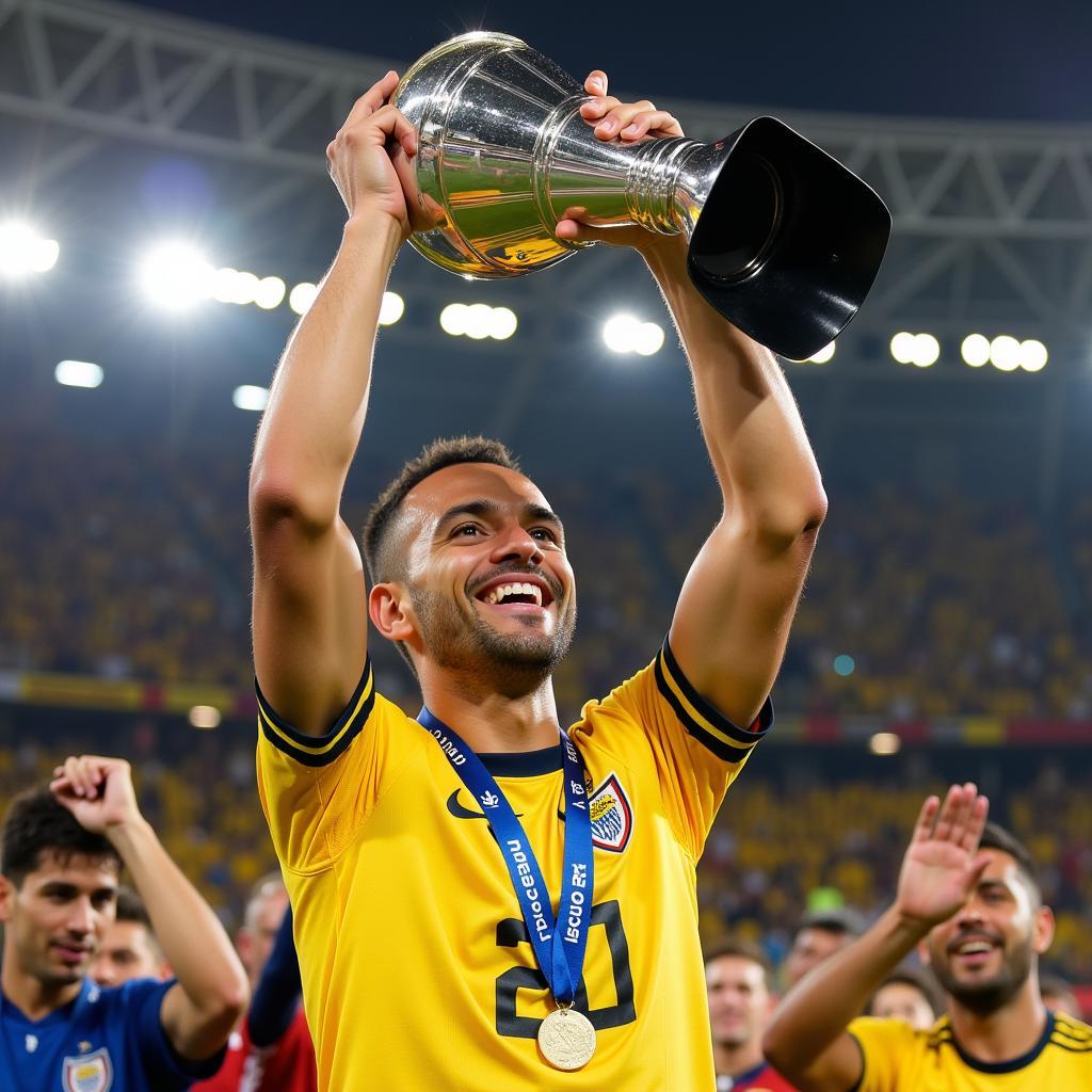 Guido Pizarro nâng cup vô địch