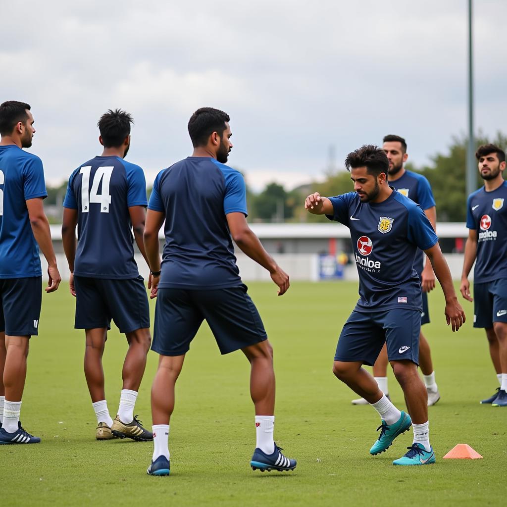 Guillermo Brown de Puerto Madryn players training hard for their next match