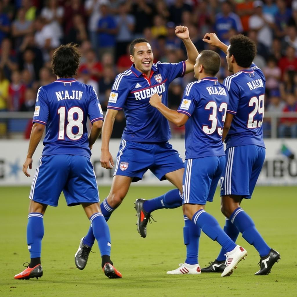 Harvey Najim ăn mừng bàn thắng cùng đồng đội San Jose Earthquakes