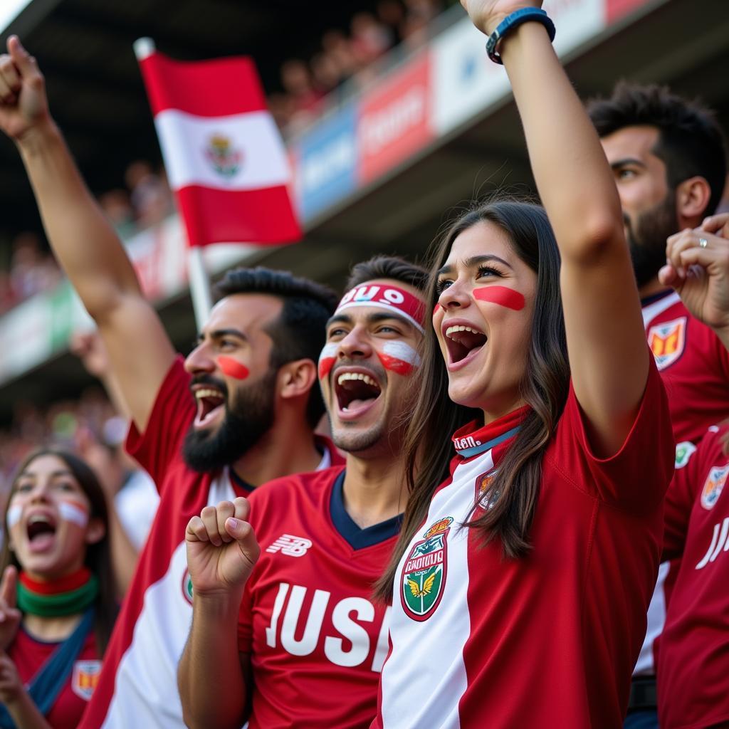 Hinchas de Universitario celebran un gol contra Cusco FC