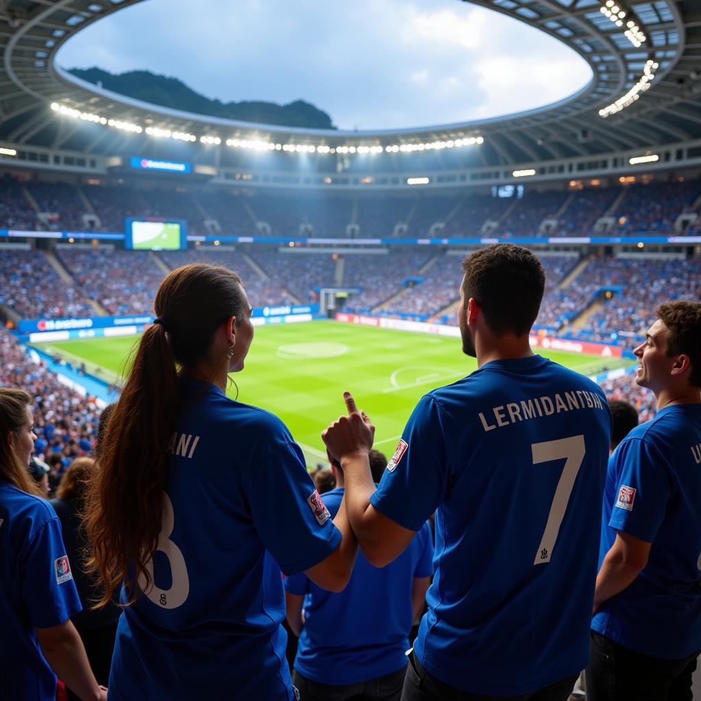 Passionate Honduran fans cheering for their team