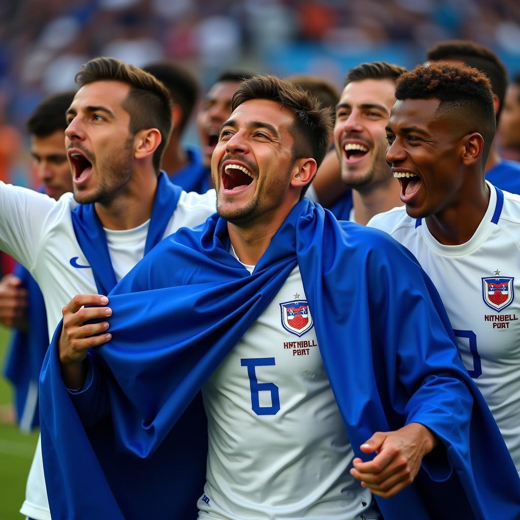 Honduras national football team celebrating a victory