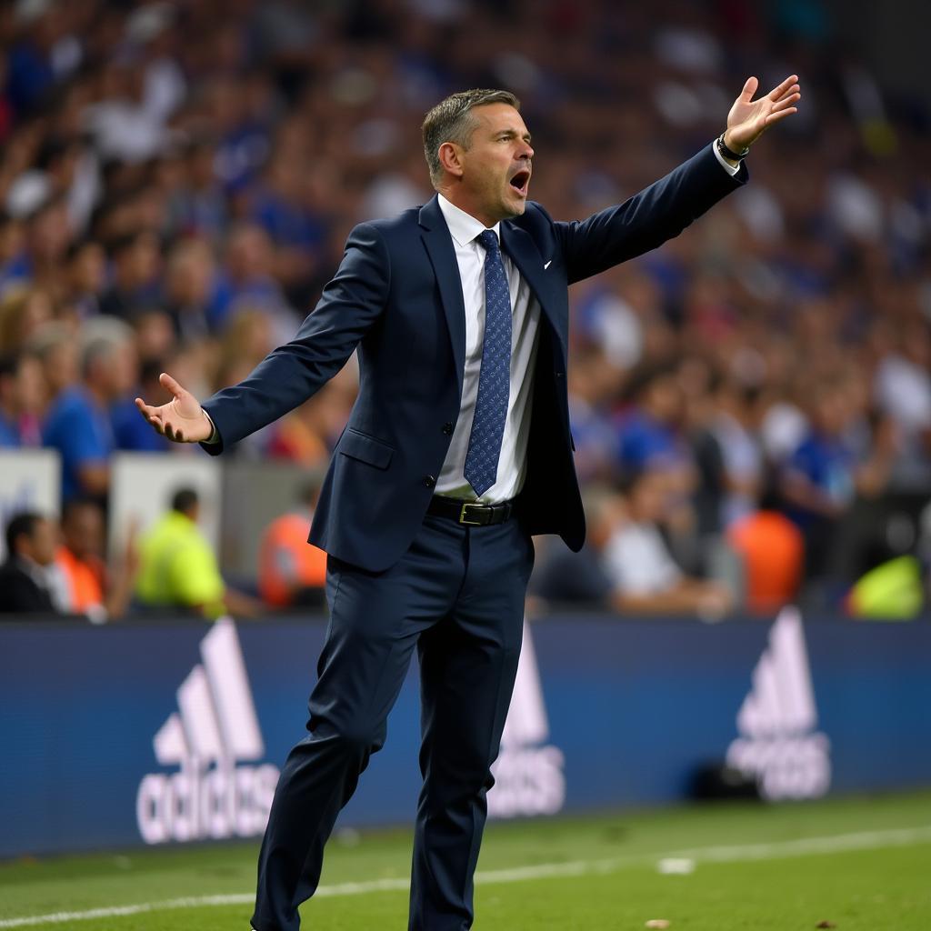 Tigres UANL coach giving instructions during a match