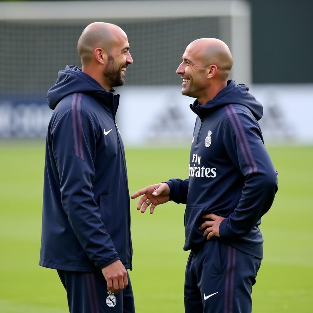 Hugo López trò chuyện cùng Zinedine Zidane