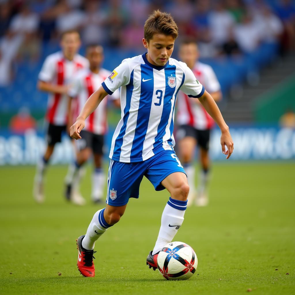 Iván Jaime Pajuelo in action, showcasing his impressive dribbling skills and ball control.