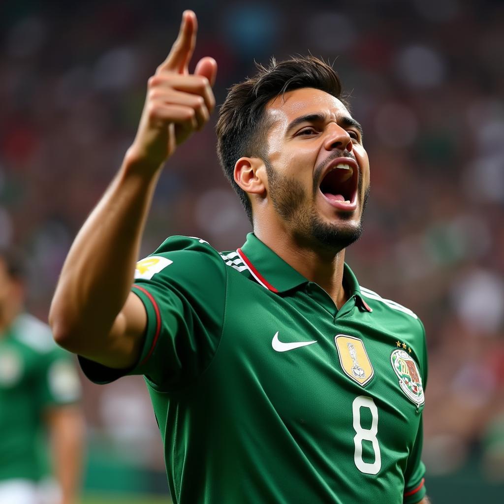 Ivan Pineda celebrates a goal for Mexico with passion.