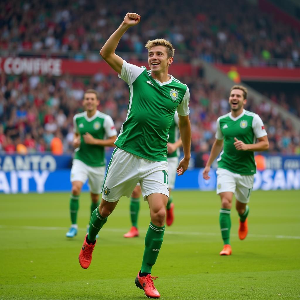 Ivan Pineda celebrating a goal with his teammates