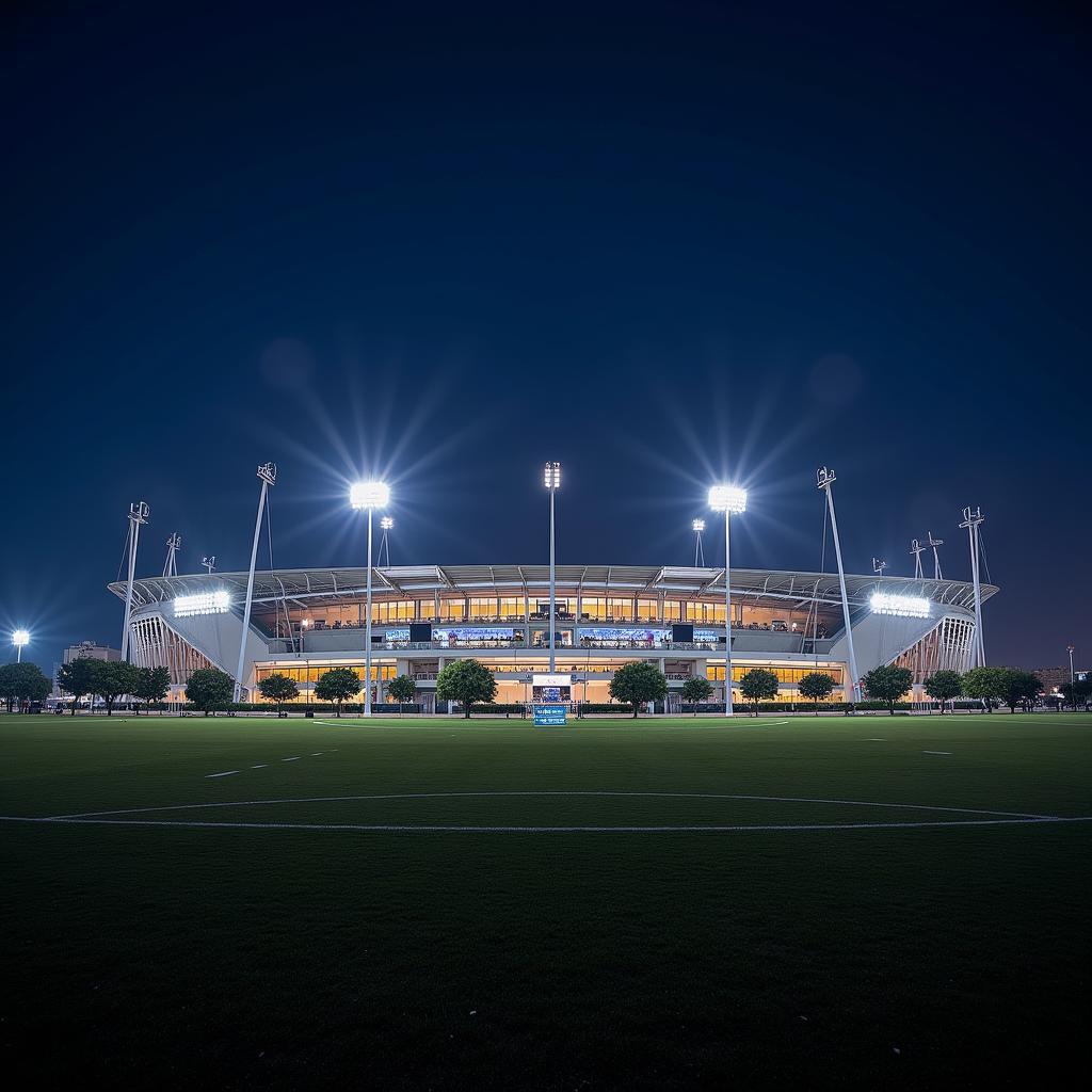 Khung cảnh Jaber Al-Ahmad International Stadium về đêm