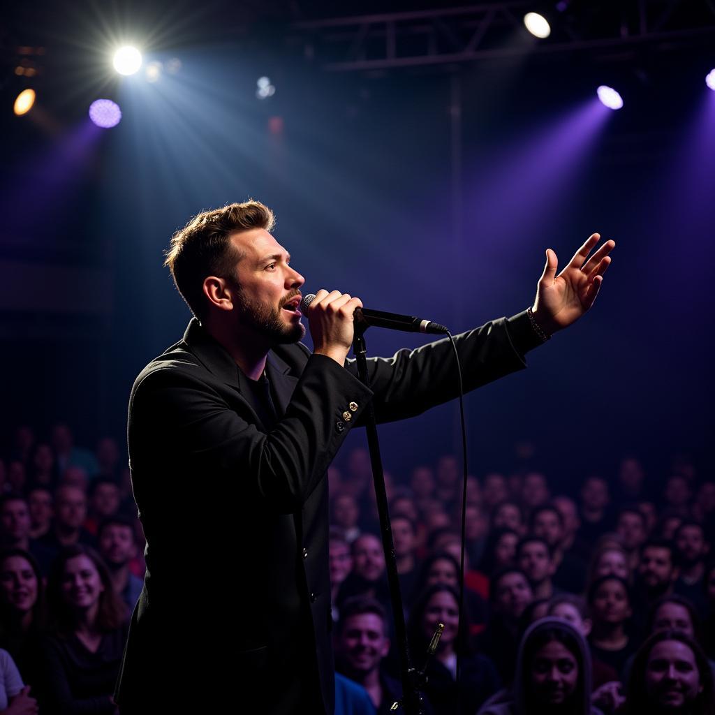 James Arthur performing on stage