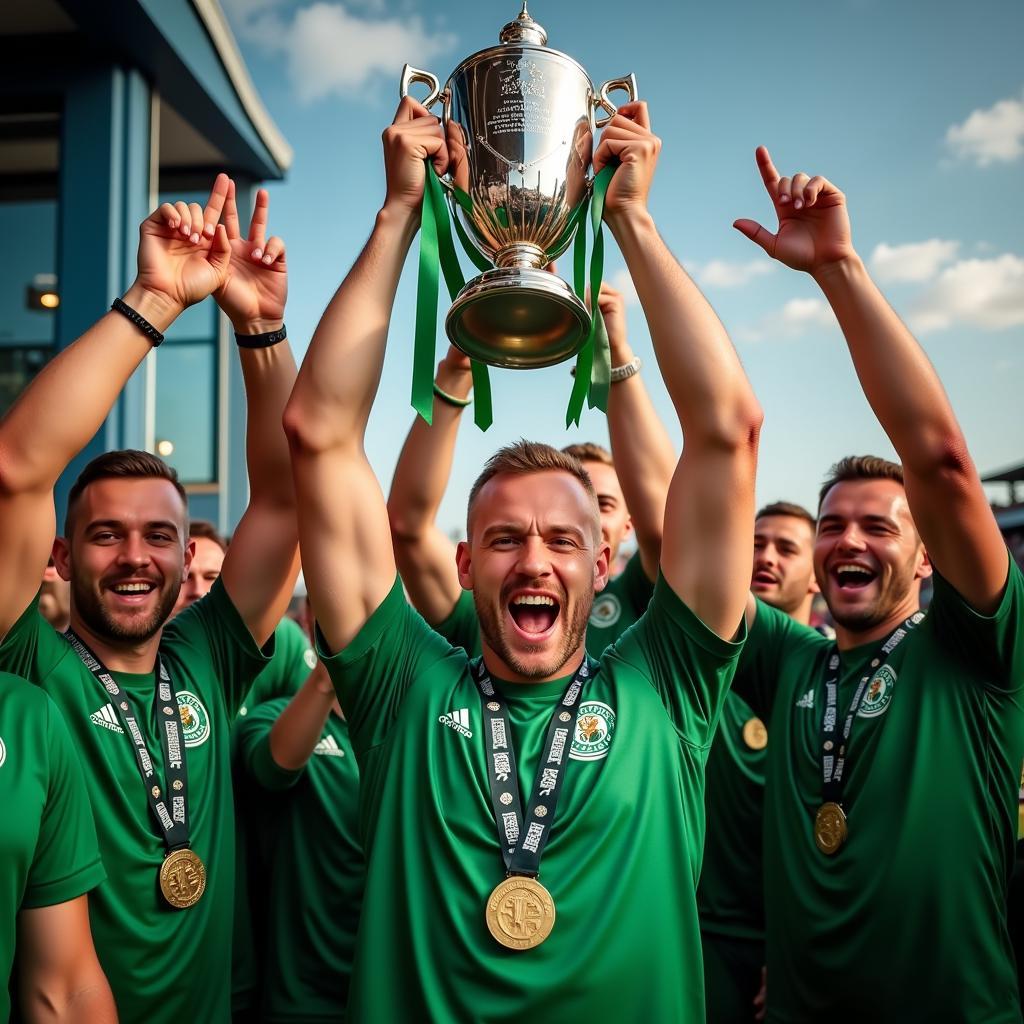 James Forrest Lifting a Trophy