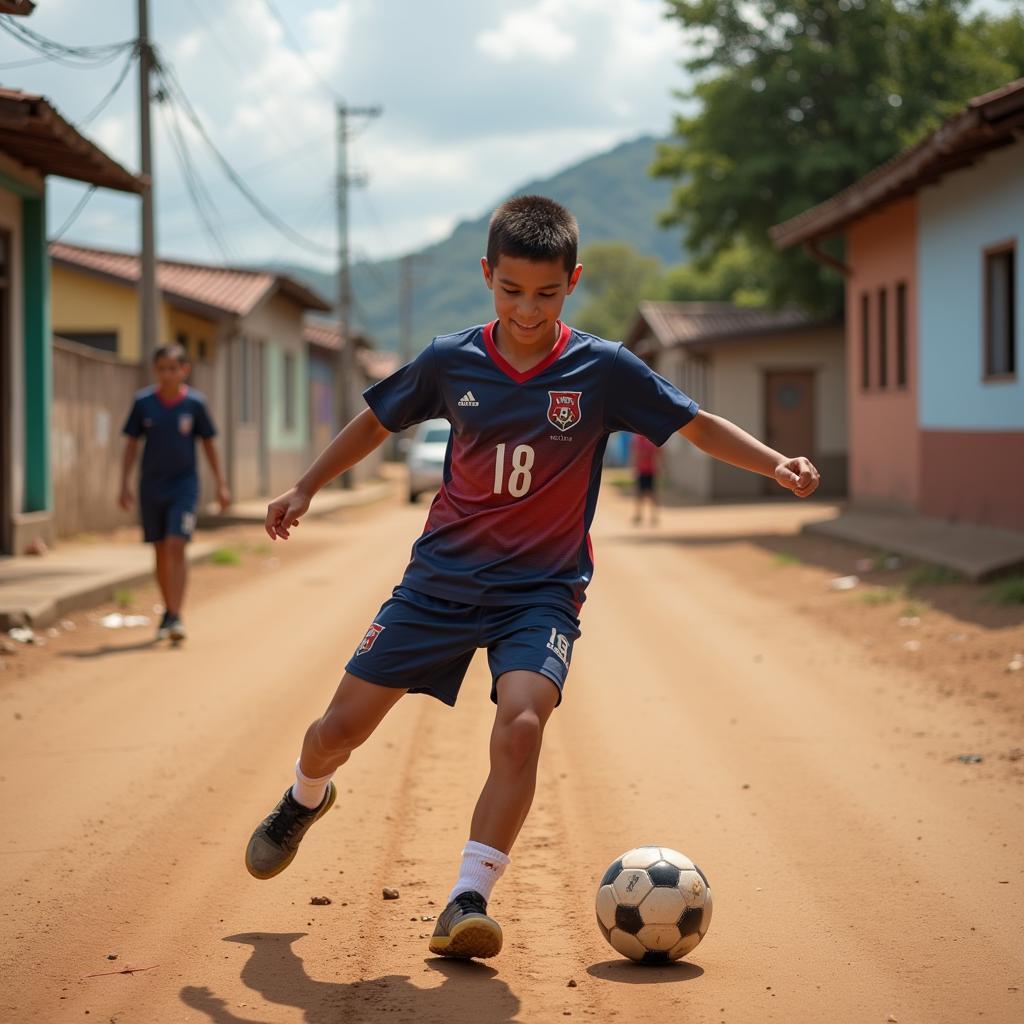 James Rodriguez playing street football in his hometown Cúcuta, Colombia