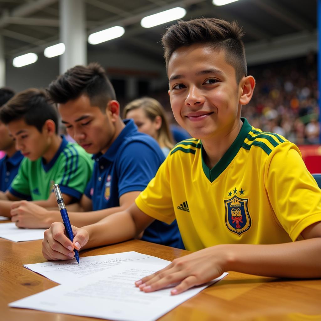 James Rodriguez signing his first professional contract with Envigado FC