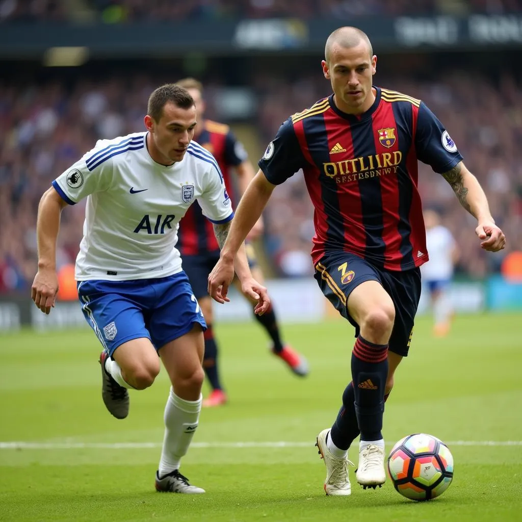 John Hart effortlessly dribbling past a taller opponent