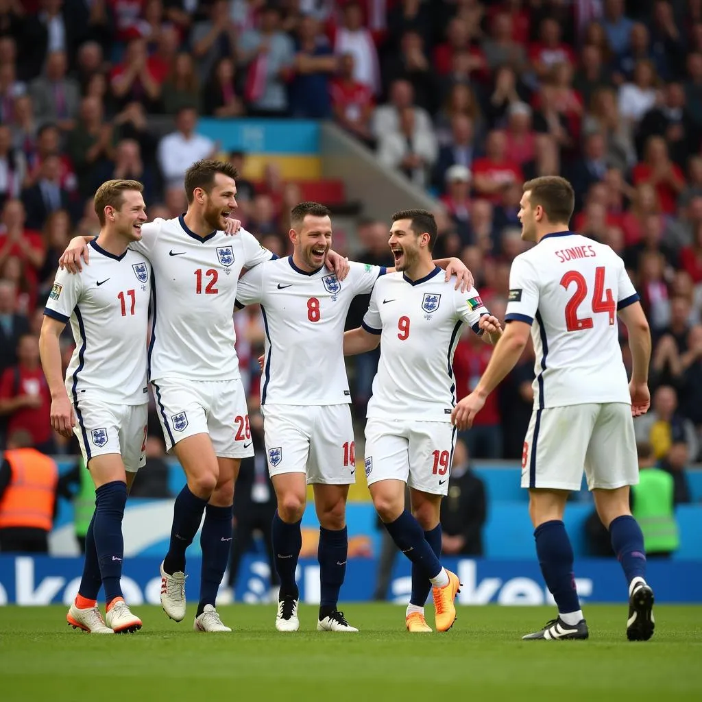 John Stones ăn mừng bàn thắng trong màu áo đội tuyển Anh