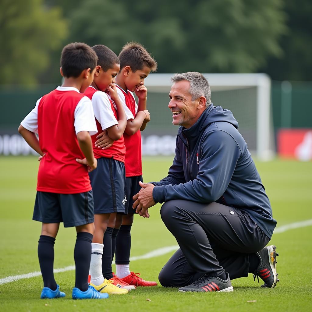 Jose Torres shares his knowledge and passion for soccer with young athletes at a youth clinic