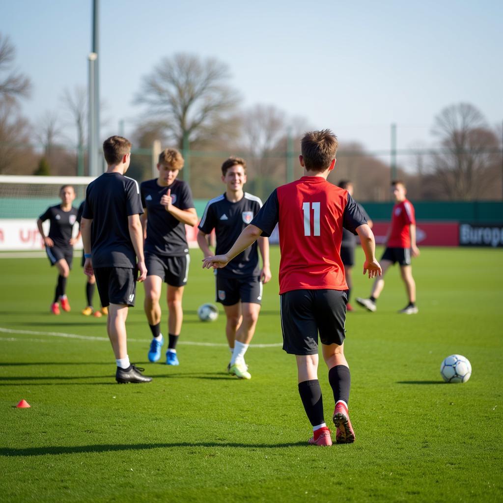 Josh Keeley training alongside teammates