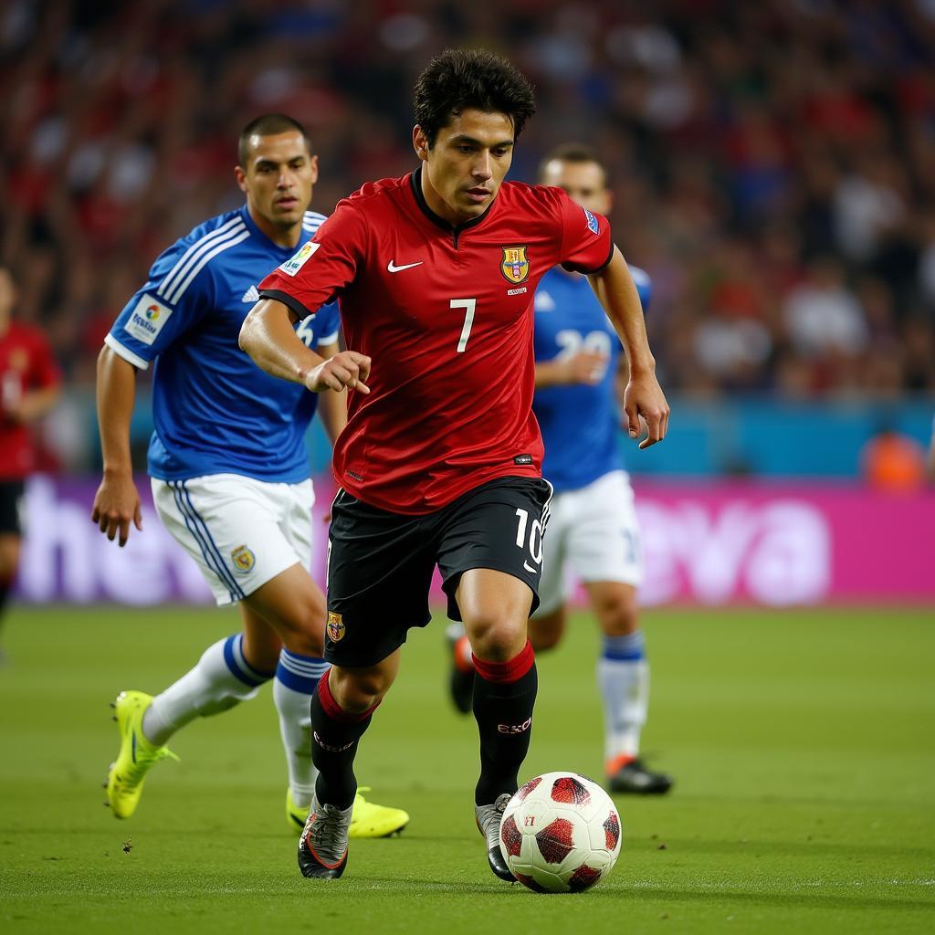 Juan Román Riquelme dribbling the ball