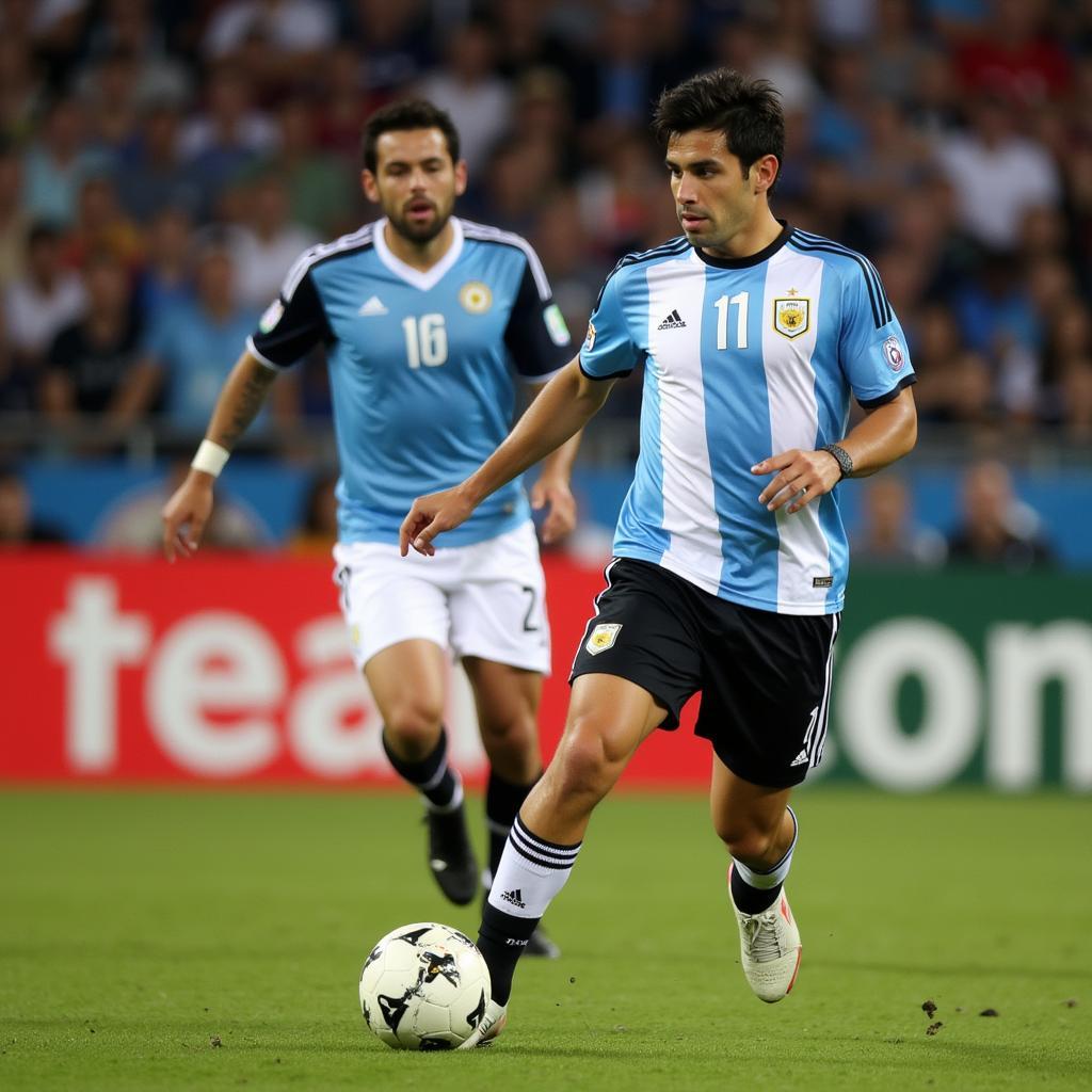 Juan Román Riquelme playing for Argentina