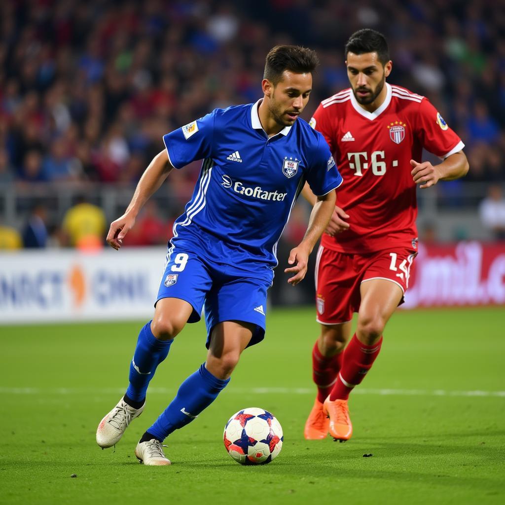 Juan Sebastián Herrera skillfully dribbles past a defender