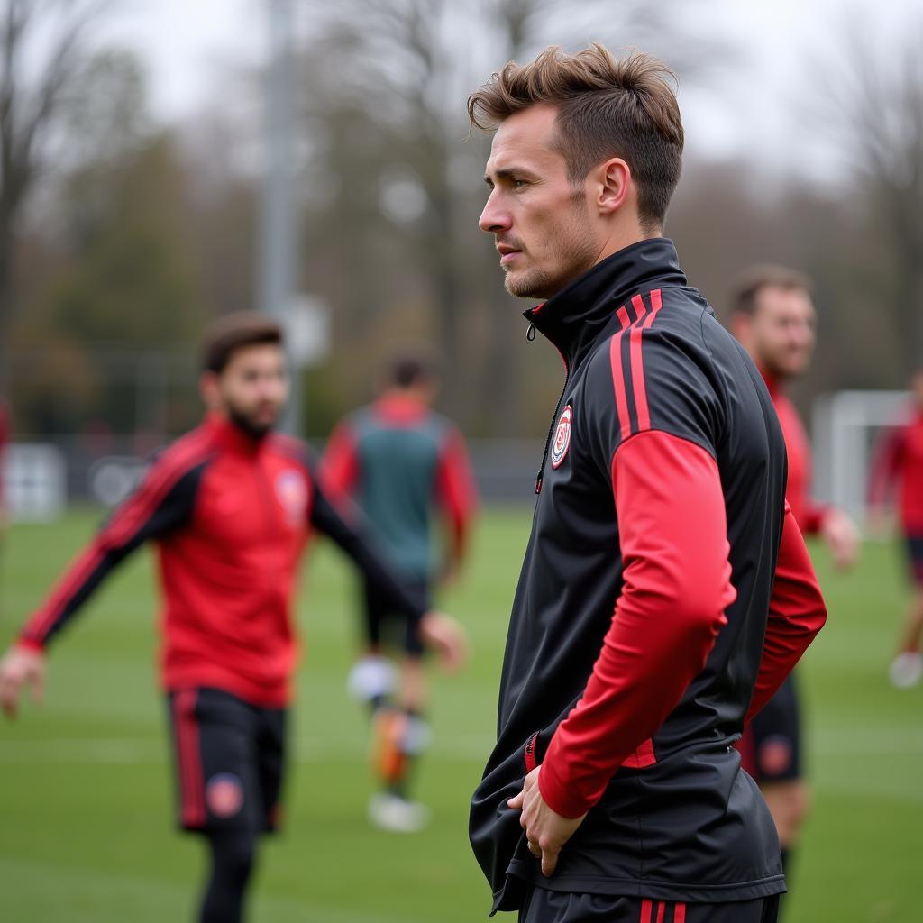 Kacper Urbański training with Bologna teammates