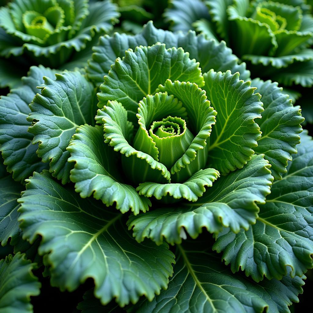 Close-up of fresh kale leaves