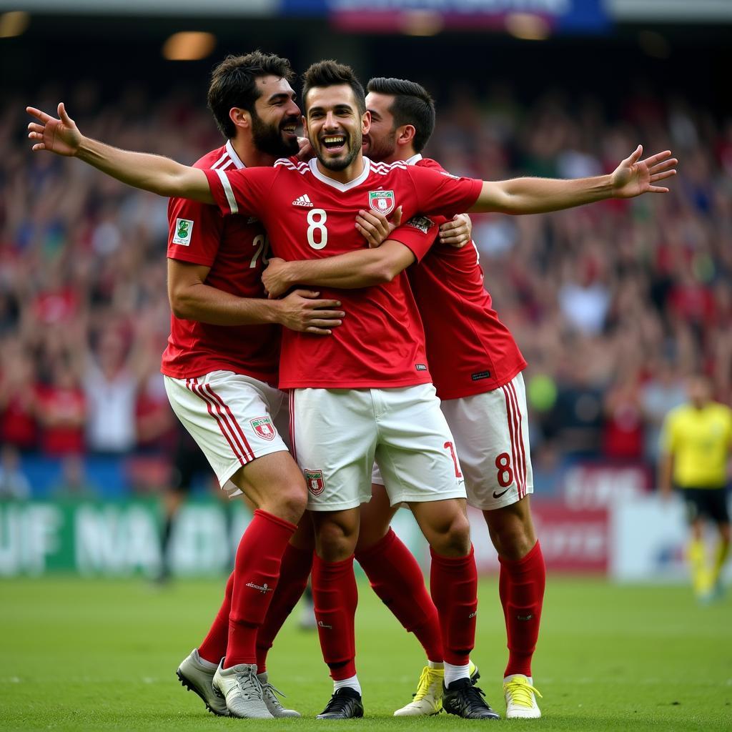 Karim Ansarifard ăn mừng bàn thắng cho đội tuyển quốc gia Iran