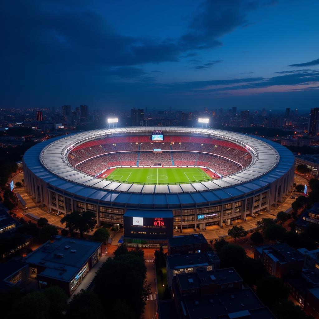 Toàn cảnh sân vận động Kazan Arena lung linh ánh đèn