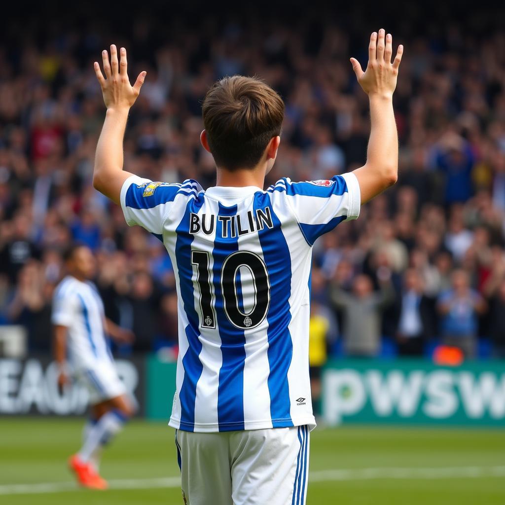 Kevin Moreno celebrating a goal after scoring